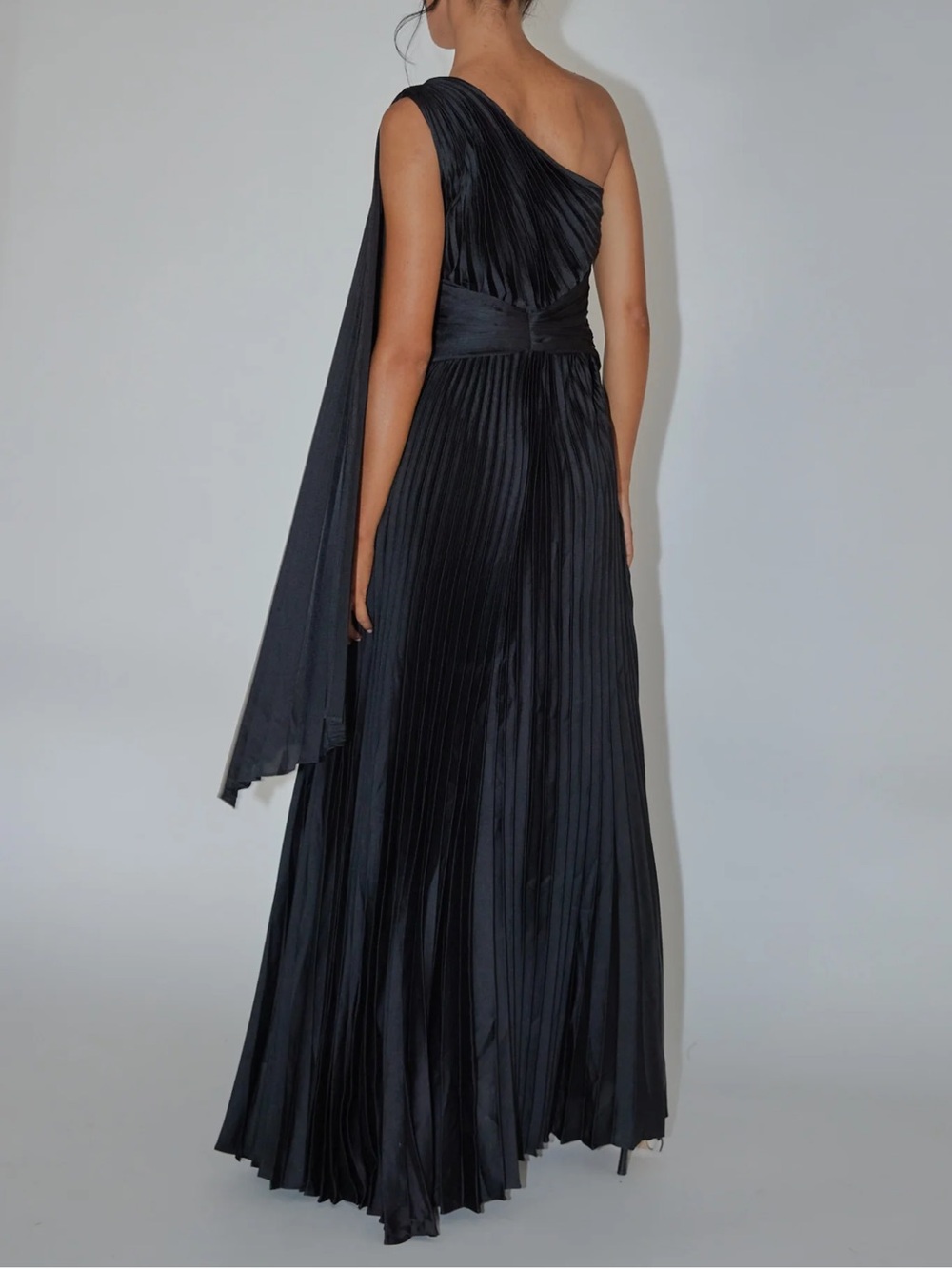 Selfie Leslie Laxmi Accordion Pleat Maxi Dress Black - Size Large - Picture 2 of 7